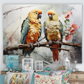 Parrots Ethereal Encounters - Parrot Large Canvas Wall Art